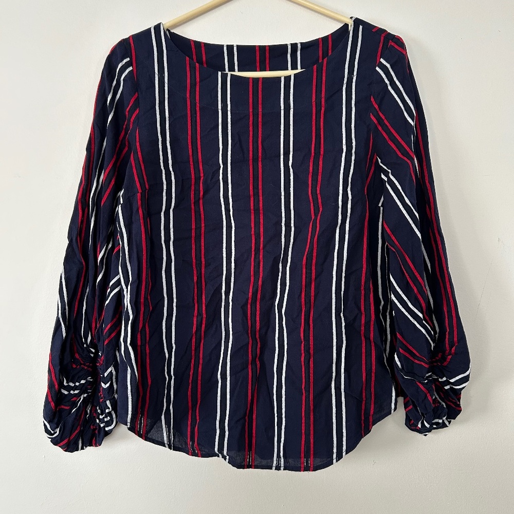 🌻Boatneck Flag Striped Patriotic Elastic Cuff Lightweight Cabi Top